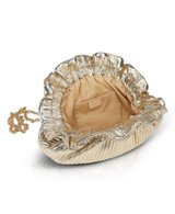 Gold | Piper Faux Leather Ribbed Dumpling Ruffle Pouch