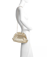 Gold | Piper Faux Leather Ribbed Dumpling Ruffle Pouch