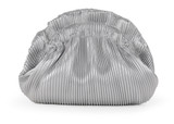 Silver | Piper Faux Leather Ribbed Dumpling Ruffle Pouch