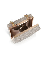 Gold | Katie Crystal Mini Box Clutch with Rhinestone Inset Chain