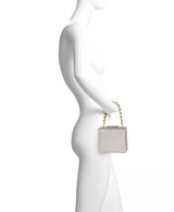 Gold | Katie Crystal Mini Box Clutch with Rhinestone Inset Chain