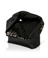Black | Zooey Large Bow Handle Clutch With Sequin Flap