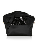 Black | Zooey Large Bow Handle Clutch With Sequin Flap