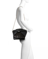 Black | Zooey Large Bow Handle Clutch With Sequin Flap