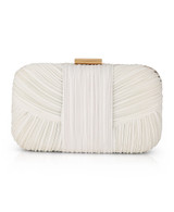 White | Cleo Shimmer Pleated Minaudiere