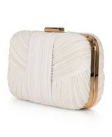White | Cleo Shimmer Pleated Minaudiere