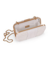 White | Cleo Shimmer Pleated Minaudiere