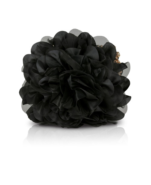 Black | Natasha Ruffle Box Clutch Front
