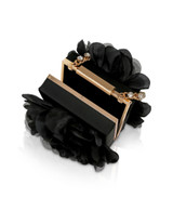 Black | Natasha Ruffle Box Clutch Open