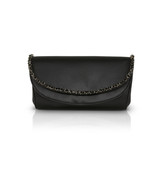 Black | Talia Satin Double Flap Clutch with Crystal Trim