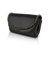 Black | Talia Satin Double Flap Clutch with Crystal Trim