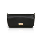 Black | Talia Satin Double Flap Clutch with Crystal Trim