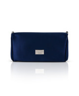 Navy | Talia Satin Double Flap Clutch with Crystal Trim
