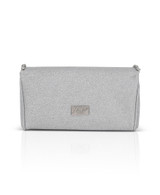 Silver | Talia Satin Double Flap Clutch with Crystal Trim