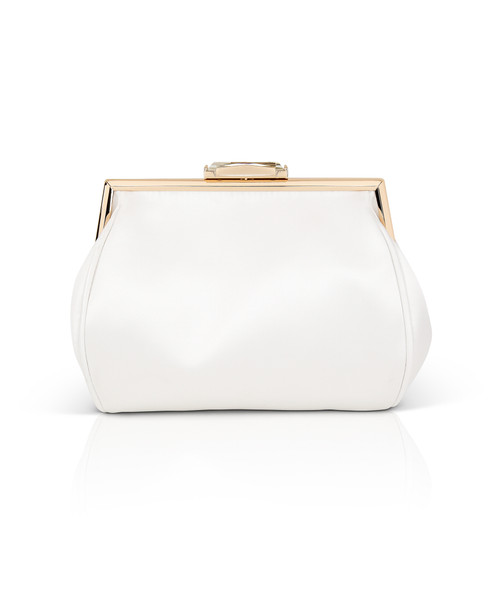 White | Skye Framed Clutch with Crystal Clasp