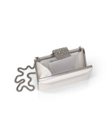 White | Amira Satin Faceted Trapezoid Minaudiere