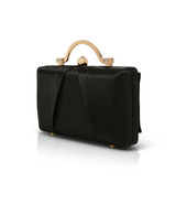 Black | Emma Satin Minaudiere with Outer Pocket