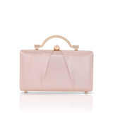 Champagne | Emma Satin Minaudiere with Outer Pocket Front