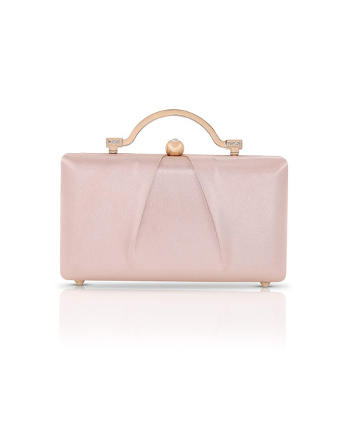 Champagne | Emma Satin Minaudiere with Outer Pocket Front