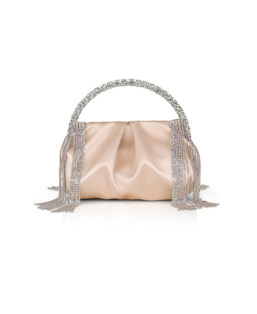 Champagne | Tatiana Crystal Fringe Pouch Clutch