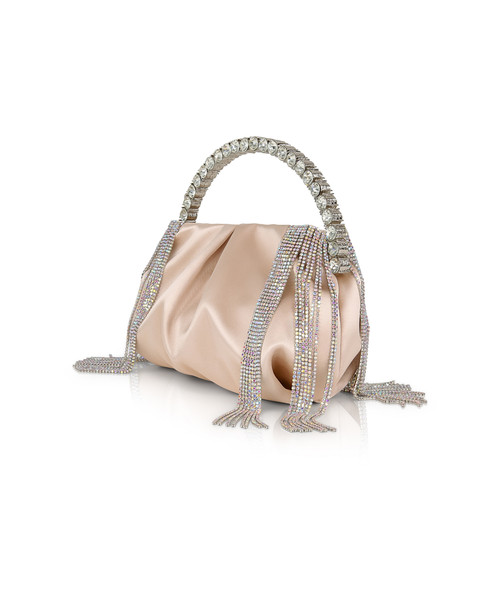 Champagne | Tatiana Crystal Fringe Pouch Clutch