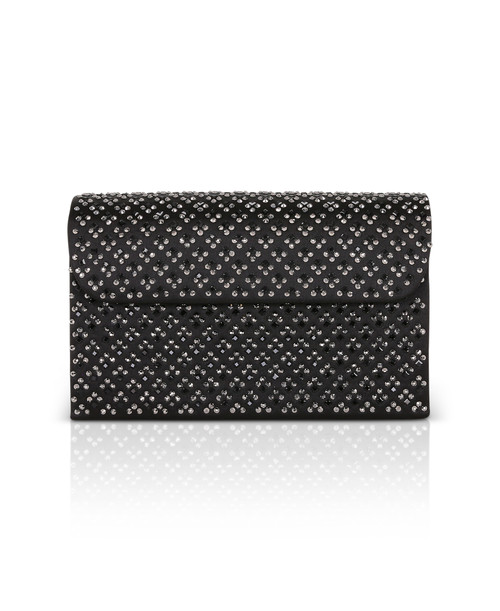 Black | Anna Edwardian Crystal Pattern Embellished Clutch