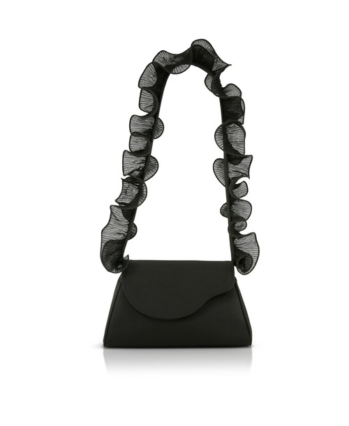 Black | Sophia Ruffle Strap Shoulder Bag