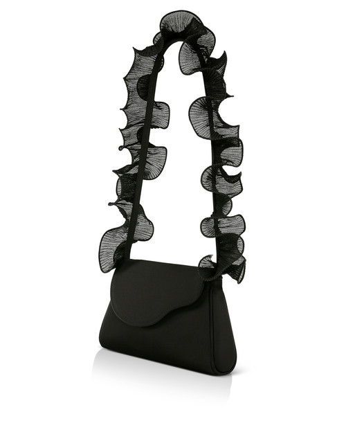 Black | Sophia Ruffle Strap Shoulder Bag