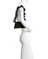 Black | Sophia Ruffle Strap Shoulder Bag