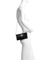 Black | Sarah Envelope Clutch with Crystal Brooch