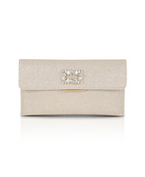 Gold | Sarah Envelope Clutch with Crystal Brooch