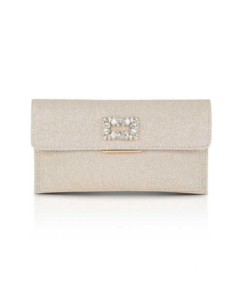 Gold | Sarah Envelope Clutch with Crystal Brooch