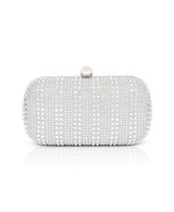 Silver | Christy Micro Glitter and Crystal Minaudiere
