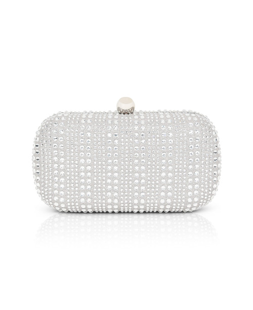 Silver | Christy Micro Glitter and Crystal Minaudiere