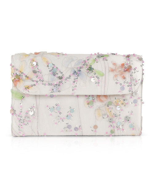 White | Dove Mini Trapizoid Clutch Front