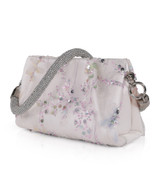 White | Aqua Floral Lace Pouch Clutch Side