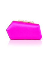 Neon Pink | Riley Satin Minaudiere with Crystal Bar Clasp Front