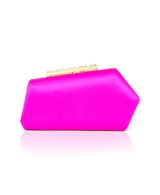 Neon Pink | Riley Satin Minaudiere with Crystal Bar Clasp Back