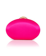 Hot Pink | Brianna Oval Satin Clutch Bag Back