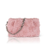 Dusty Pink | Anya Rosette Zipper Top Shoulder Clutch Front