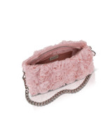 Dusty Pink | Anya Rosette Zipper Top Shoulder Clutch Open