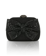 Black | Emmy Crystal Bow Minaudiere Front