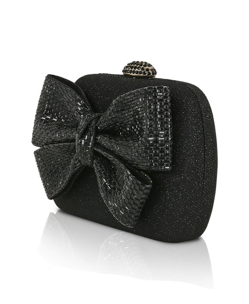 Black | Emmy Crystal Bow Minaudiere Side
