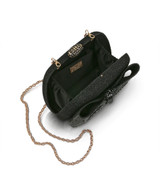 Black | Emmy Crystal Bow Minaudiere Open