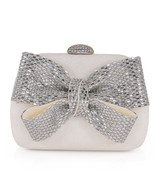 White | Emmy Crystal Bow Minaudiere Front