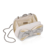 White | Emmy Crystal Bow Minaudiere Open