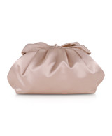 Champagne | Posey Satin Bow Pouch Clutch Back