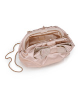 Champagne | Posey Satin Bow Pouch Clutch Open