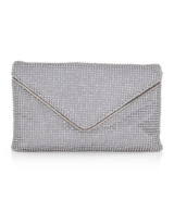 Silver | Noemi Crystal Envelope Clutch Front