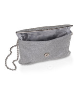 Silver | Noemi Crystal Envelope Clutch Open